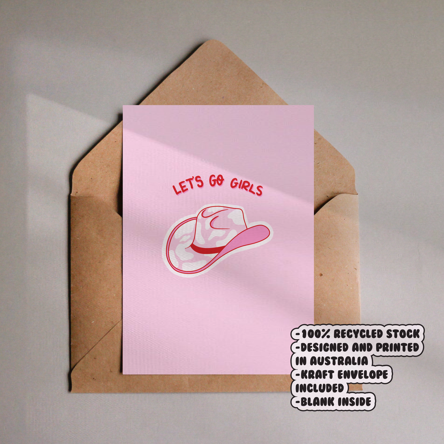 Lets Go Girls Cowboy Cowgirl Hat Card