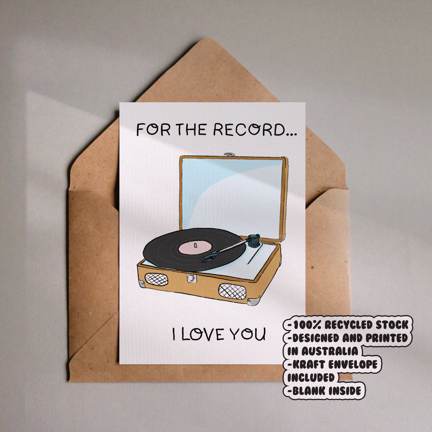 For The Record I Love You Card