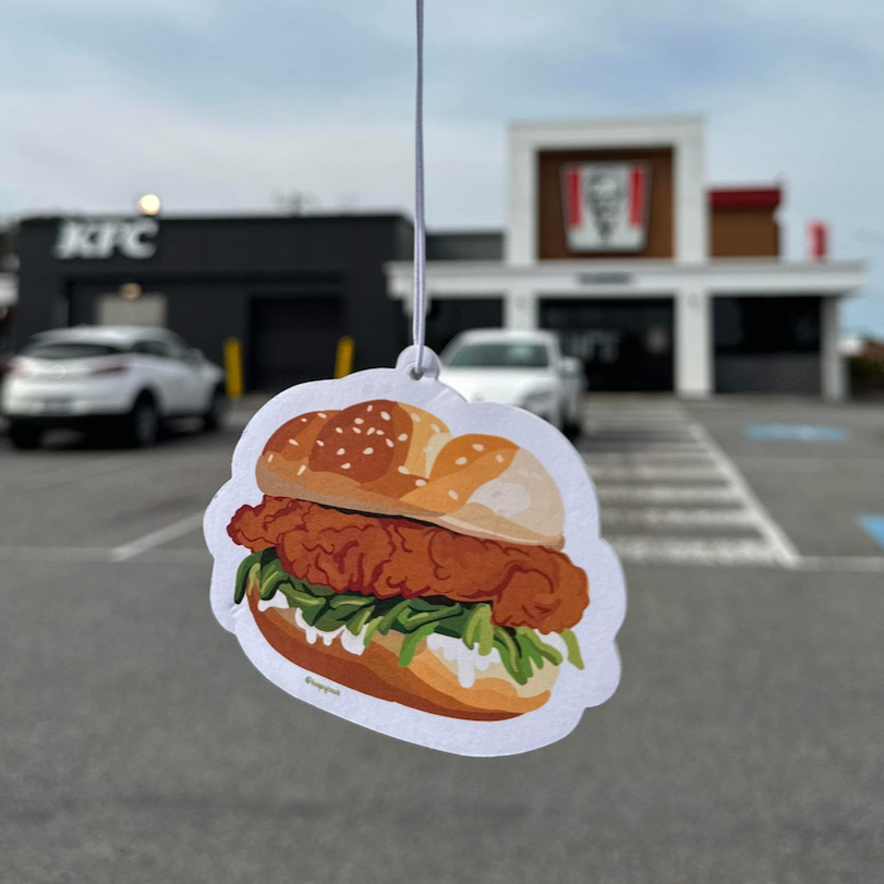 Fried Chicken Burger Air Freshener - black ice